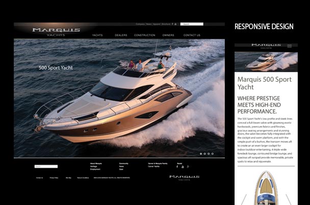 Marquis Yachts Website Homepage Creative and GUI design