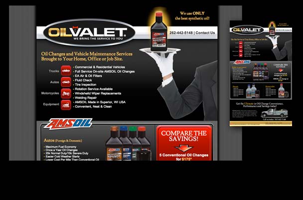 OilValet On Location Oil Change Service Website Design