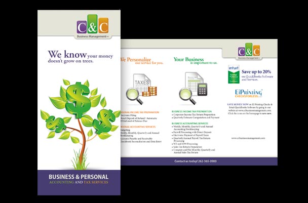 Tri-Fold Brochure for C&C Tax Preparation Business